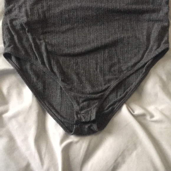 Women’s grey rubbed long-sleeve bodysuit - Picture 3 of 5